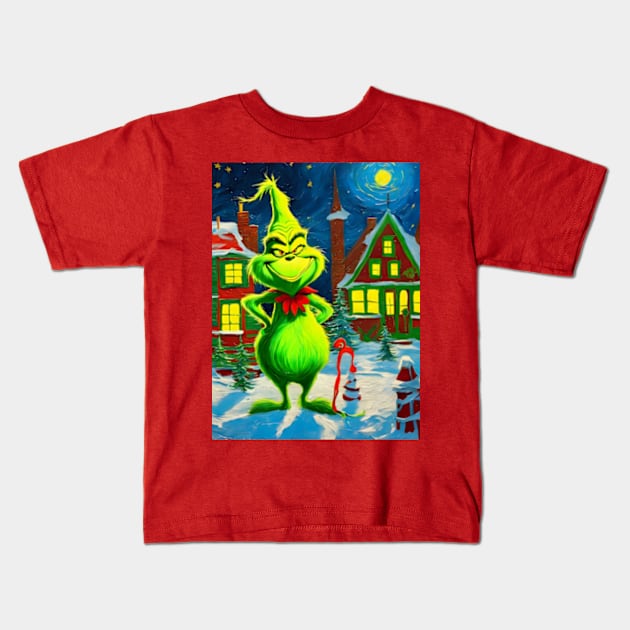 Grinchy Christmas Kids T-Shirt by Rogue Clone